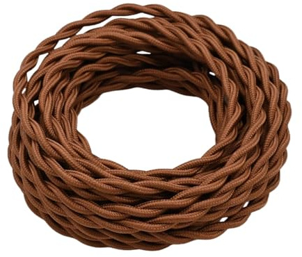 2 Core Electrical Cable - 5 Meters / 16.4FT Braided Vintage Flex Cable | Woven Silk Cable Flexible Fabric Wire, Antique Silk Covered Wire for Pendant Lamps, DIY Projects Retro Industrial Décor