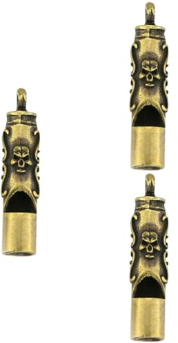 Toddmomy 3pièces Pendentif Sifflet Laiton Design Crâne Sifflet Miniature Accroché Pour Décoration Pratique Doré