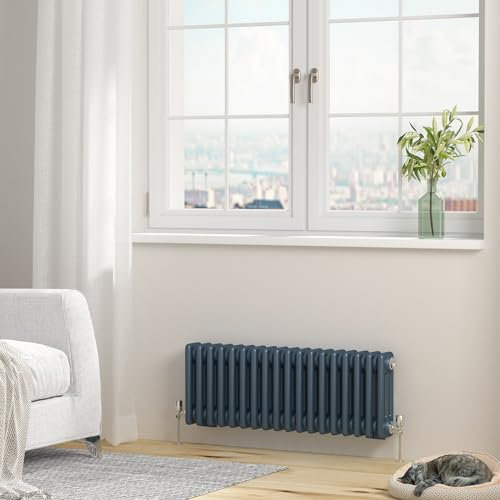 Heilmetz 300x830mm Radiators Horizontal 3 Column Central Heating Radiator, Traditional Cast Iron Style Radiator Horizontal Designer with Anthracite Triple Column