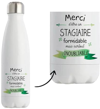 Bouteille isotherme Stagiaire inoubliable homme | Gourde Réutilisable Cadeau Départ Retraite, Collègue