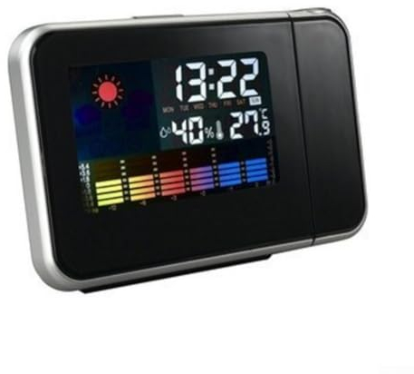 AIDNTBEO 8190 Projection Clock Led Colour Screen Weather Forecast Clock Electronic Clock Weather Station Projection Clock(Black)