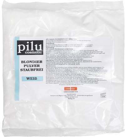 pilu cosmetic Blondierpulver 500g Beutel weiss staubfrei I schonende Blondierung I Aufhellung bis zu 7 Nuancen I ultra-stark I blue bleaching powder I Anti-Gelbstich (weiß)