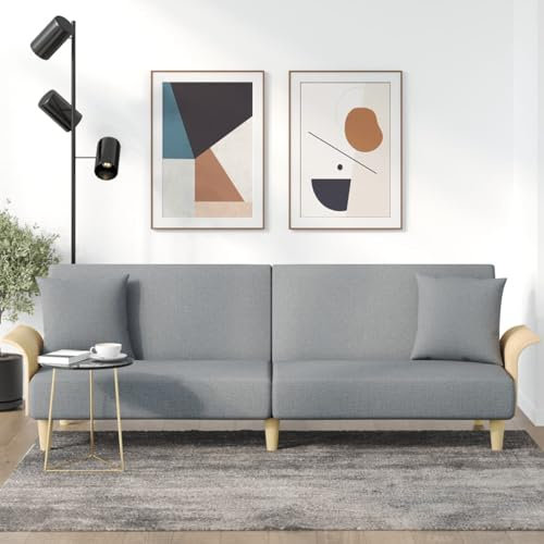 BaraSh Schlafsofa mit Armlehnen Hellgrau Stoff Schlafsessel Mit Bettfunktion Schlaf Sofa