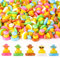 100 Stück Mini Ente Harz, Winzige Miniatur-Enten mit Sonnenbrille Schwimmring und Strandhüten für Topfpflanzen Puppenhaus Landschaft Kuchen Heimwerken Basteln Party Dekoration (5 Farben)