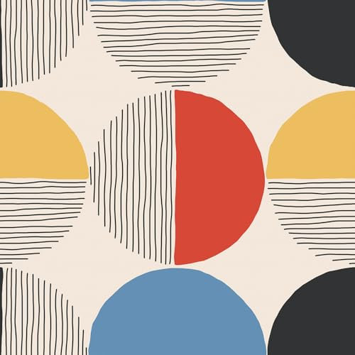 VEELIKE Moderne Geometrische Tapete Boho Tapete Muster Geometrische Tapete Abstraktes Art-Deco Tapete Vintage Fototapete Schlafzimmer Wand Dekoration Badezimmer Mustertapete Selbstklebend 44.5cm×300cm