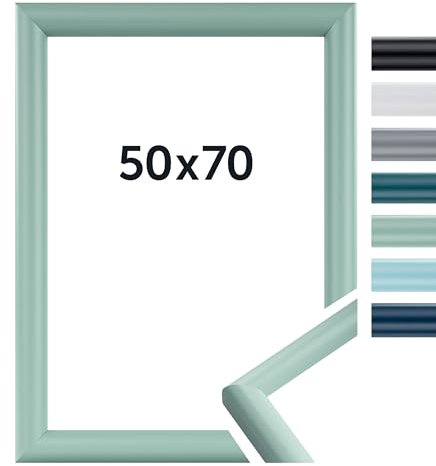 DÖRR Bilderrahmen Aqua - Moderne Farben - Klassischer Schlichter Rahmen - Echtes Glas - Echt Holz - From Italy Hellgrün 50x70