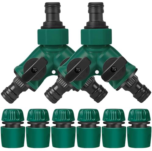 Connettore per Tubo Flessibile a 2 Vie, 2PCS Sdoppiatore a Y, Splitter per Tubo da Giardino con Connettore Singolo On/Off, Rubinetto Adattatore per l'irrigazione del Giardino Della Cucina