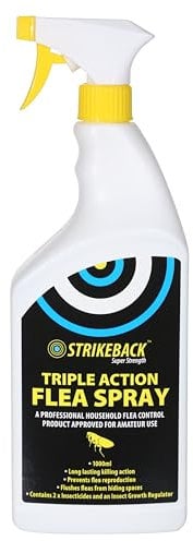 Strikeback Super Strength Triple Action Household Flea Spray 1L - Advanced Flea Control, Triple Insecticides & Growth Regulator