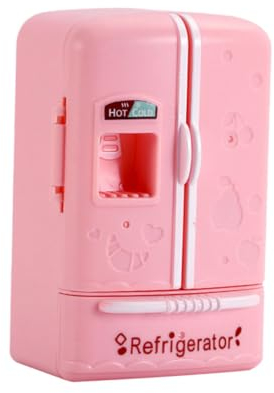 Simulierter Mini-Kühlschrank Spielzeug - Doppel-Tür Design, Rosa, Kunststoff, 12 X 7,3 X 6 cm, Puppenhaus Zubehör, Kreativität Anregen, Geschenkidee