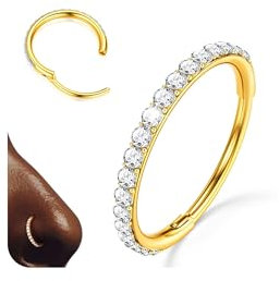BodyBonita Nasenring Hoops - 316L Edelstah Nasenpiercings 20G/20G/20G CZ Conch Helix Piercings Schmuck Septum Piercing Knorpel Ohrring Rook Tragus Daith 10 mm Gold