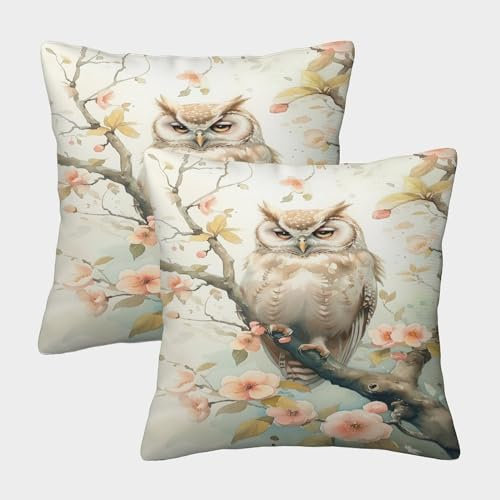 FPAKAKIIE White Eule Kissenbezüge 2er-Set Innen Deko Kissenbezug Für Schlafzimmer Sofa Kissenhülle Versteckter Reißverschluss Innen Deko Für Sofa, Couch, Stuhl 40x40cm