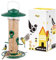 iBorn Bird Feeders for Outdoors Bird Feeder for Cardinal, 2LB Metal Bird Feeders 17cm Large Roof &Tray, 4 Feeding Ports, Green Finish