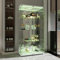 FOERPL Glasvitrine mit Led und Schloss,Verspiegelte Rückseite - 4 Lagen Standvitrine,Modern Glas Vitrinenschrank für Sammlungen, Figuren, Bar, Haus und Büro