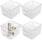 FUNSUEI 4 Pack Clear Plastic Storage Bins, Stackable Fridge Organizer Boxes with Handle, Containers for Refrigerator, Cupboard, Pantry, Cans, Kitchen, 22 x 19 x 15cm