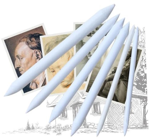 SHINEOFI 6pcs Pen Eraser Set Blending Stumps and Tortillions for Drawing Sketching Tool White for Charcoal and Pencil Sketches