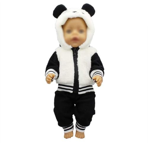 Ieron Puppenkleidung mit Panda-Motiven für 13-18 Zoll große Puppen. Jacken- und Hosenset für American Girl Bibi Shafu Madame Alexander Puppen (40-45 cm)