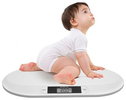 WEIGR Digitale Babywaage Elektronische Babywaage Tierwaage Hunde Katzen Säuglinge Stillwaage Universelle Digitale Waage - Inkl. Batterien für Neugeborene und Babys von 30 g bis zu 20 kg Weiß