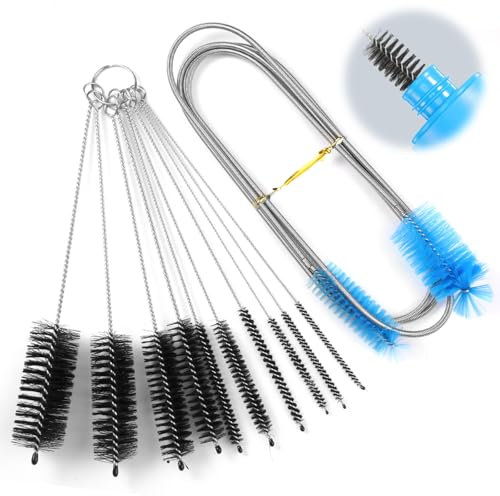 11 Stück Kleine Reinigungsbürste, Nylon Strohhalm Bürste, Strohhalm Reinigungsbürste, Doppelendige Flexible Abflussbürste, Rohrbürste, Aquarium Schlauchbürste, Strohhalmbürste für Flaschen, Rohre