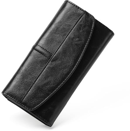 FALAN MULE Damen Geldbörse Groß, Damen-Geldbörsen, Großes Fassungsvermögen, RFID-Schutz Portmonee Damen, Kartenhalter Leder Portemonnaie Damen, Geldbeutel Kreditkartenetui mit Reißverschlussfach