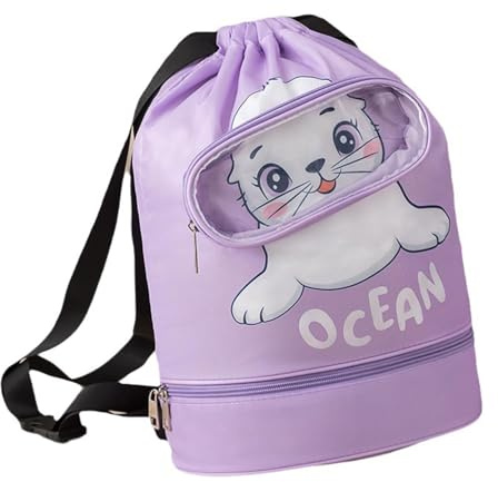 JINJUMEI Schwimmtasche Kinder Schwimmrucksack mit Nassfach Sporttasche Mädchen Rucksack Kinder-Strandtasche, Aufbewahrungstasche Für Schwimmausrüstung