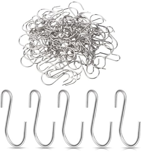 Giantree 100 Stück S Haken Silber, Edelstahl Haken Zum Einhängen, Klein Schwerlasthaken Doppelhaken Metallhaken für DIY Handwerk Hängenden Schlüsselanhänger Schmuck Namensschild