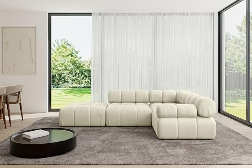 ALTDECOR Modulares Sofa Ecksofa in L-Form Corner modular Sofa Eckcouch Couch Wohnlandschaft Cauchsofa Polstersofa Felto-L1-285x190x70 cm Beige