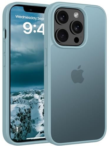Andwing Matt Hülle für iPhone 14 Pro 6.1 Zoll, Militärstandard FallSchutz Handyhülle für iPhone 14 Pro, Mattierte Durchscheinende Rückseite Schutzhülle, Anti-Fingerabdruck Kratzfest Hellblau