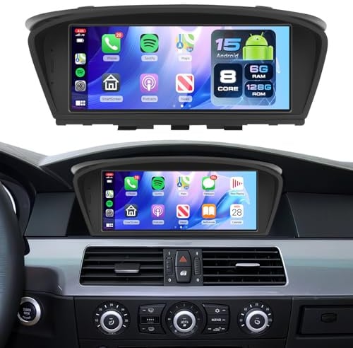 6G+128G VECHTEL 8,8 Radio para Coche de 8 Core para BMW Serie 3/5 E60 (2005-2008) con Sistema CCC, CarPlay, Android Auto, Pantalla táctil, MirrorLink/GPS y DSP Integrado