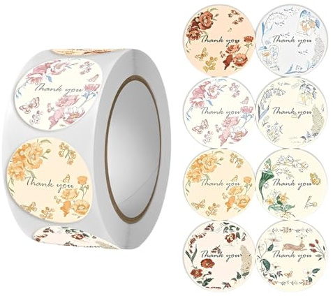 KSJEHW Adesivo Grazie, 500 Stück Etiquette Grazie, Adesivi Chiudipacco, Etiquette Adesive Rotonde, Adesivi Per Bomboniere, Autoadesivo, Bellezza, Für Pacchetti Regalo, 2.5x2.5cm
