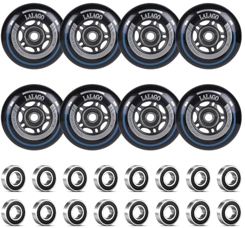 LALAGO 8er Inline Skate Rollen 72mm, für K2 Hudora Gonex Apollo Inline | 88A SHR PU, mit Kugellager ABEC 9, Inline Skate Räder, Outdoor/Indoor-Rollschuh-Räder für K2 Hudora Gonex Apollo Inline Skate