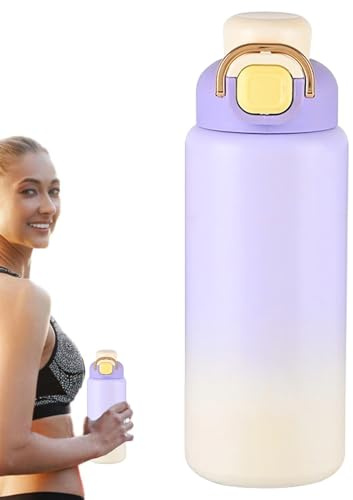 Lpoppcx Bouteille D eau Isolée Avec Paille | Gourde Isotherme de 650 ml avec Paille Portable | Gourdes D'Hydratation Quotidienne,Idéal pour École Filles Hommes Salle de Sport Café Femmes Sports Voyage