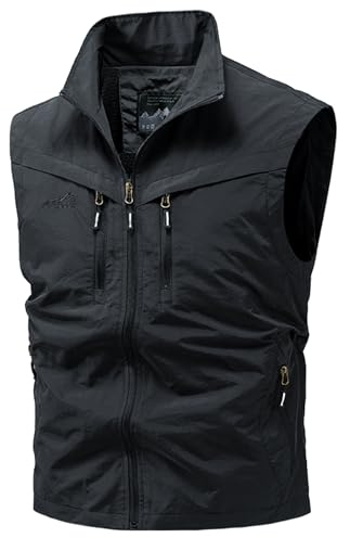 AIEOE Herren Outdoor Weste Cargo Anglerweste Funktionale Multitaschen Wanderweste für Jagd Camping EU S-3XL