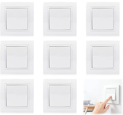 8 Stück Lichtschalter Unterputz Ein-/Ausschalter Weiß 250V 10A Taster All-in-One Visage Schalter Ein Unterputz Klemmanschluss Klemmanschluss Standard Universeller Lichtschalter Set, Licht Schalter