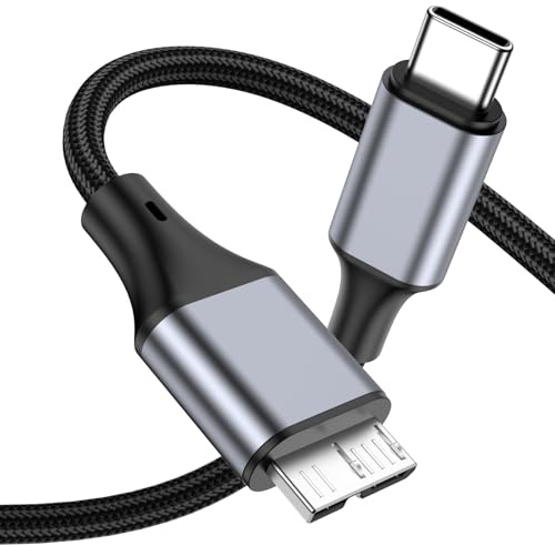 KAYQINHO 5 Gbps Micro B to USB C Hard Drive Cables, 6.6FT USB C to Micro B Compatible with MacBook Pro/Air, iPad/Tablet, iPhone, Samsung Galaxy S24, WD Seagate etc.