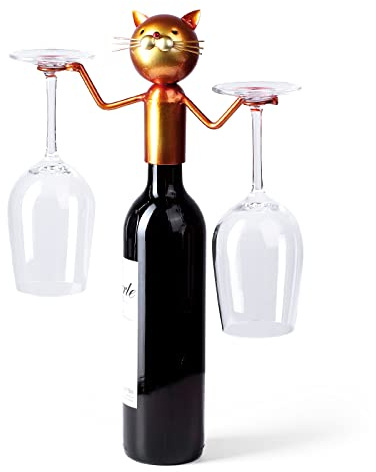Drincarier Cat Decor Wine Holder Wine Rack Wine Bottle Holder Wine Cat, Gift for Halloween and Christmas,Cat Gifts for Cat Lovers………… (Cat Glass Holder)