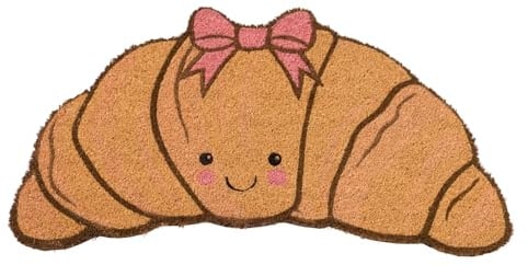OHS Bow Croissant Shaped Dirt Trapper Door Mats Outdoor Indoor, Gifts for Women Washable Door Mat Non-Slippery Home Decor Front Doormats Inside Welcome Mat Coir Doormat, Natural - 45 x 75cm