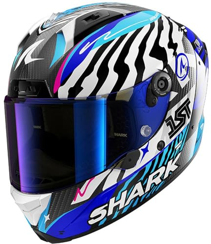 SHARK, Integraler Motorradhelm AERON SPEED-FANCY Carbon White Blue DWB, L