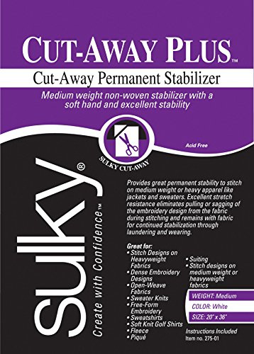 Sulky Of America 275-01 Cut Away Plus Midweight Stabilizer, 20 by 1 yd, White