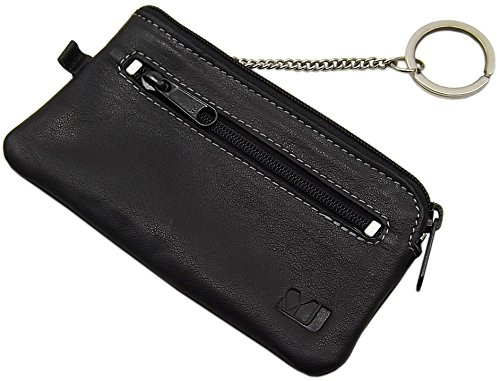 GROßE LEDER SCHLÜSSELTASCHE SCHLÜSSELETUI SCHLÜSSELMÄPPCHEN BÜFFELLEDER VON MJ-DESIGN-GERMANY IN ROT, BRAUN ODER SCHWARZ, Schwarz, Einheitsgröße