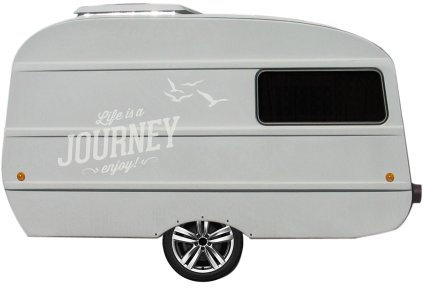 Grafix Wohnwagen Aufkleber für QEK Junior XXL Spruch Journey (Weiss matt)