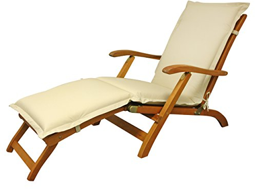IND-70456-AUDC Deck Chair Auflage Premium, extra dicke Polsterauflage für Liegestuhl mit Reißverschluss, 190 x 50 x 9 cm, Beige
