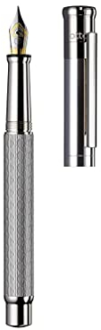 Otto Hutt design 04 Füllfederhalter 018-61905 – Füller aus 925er Sterling Silber mit Princess Cut-Guilloche und glänzender Oberfläche in der Farbe Silber – Federstärke M