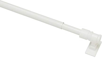 GARDINIA Caféhausstange California, Scheibenstange, Befestigung am Fenster, Zum Schrauben, Träger kürzbar, Ausziehbar: 120-225 cm, Ø 12 mm, Metall/Kunststoff, Weiß