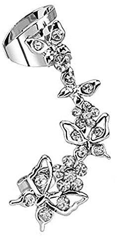 Taffstyle® Knorpel Schmuck Ohrklemme Ohrring Ohrstecker Helix Cartilage Piercing ear cuff mit Kristall Schmetterling - linkes Ohr - Clear