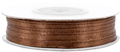 Satinband 3mm x 50m Rolle - FARBAUSWAHL in 3/6/12/18/25/38/50/75/100mm - farbecht & waschbar - Schleifenband für Hochzeit - Geschenkband zum Verpacken Dekorieren Basteln - Braun 870