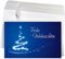 50 Premium Weihnachtskarten mit Umschlag Set für Firmen, hochwertige Klappkarten 19 x 12 cm groß, Baum in Light-Paint-Optik blau
