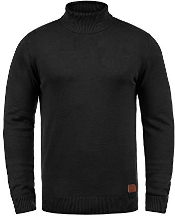 Blend BHLatif Herren Rollkragenpullover Pullover Strickpullover mit Rollkragen Rippbündchen Baumwollmischung Regular fit, Größe:L, Farbe:Black (70155)