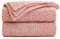 Longhui bedding Altrosa gestrickte Überwurfdecke für Couch, weich, gemütlich, maschinenwaschbar, 100% Baumwolle, Sofa-Strickdecken, schwer, 1.3 kg Gewicht, rosa und weiß, Wäschesack enthalten