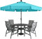 MasterCanopy 270 cm Sonnenschirm neigungsverstellbar, mit schönem Volant, 8 Rippen und Kurbel, für Patio, Garten, Terrasse, Markt, Türkis