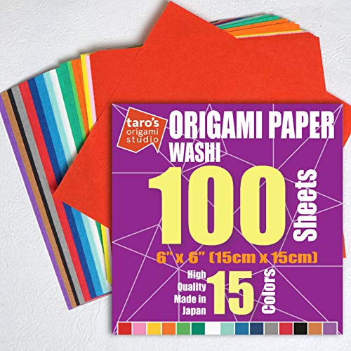 Origami-Papier von Taro, 15 cm, 100 Blatt, traditionelles japanisches Papier, hergestellt in Japan